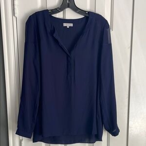 1. State Blue Relaxed Fit Mandarin Collar Blouse